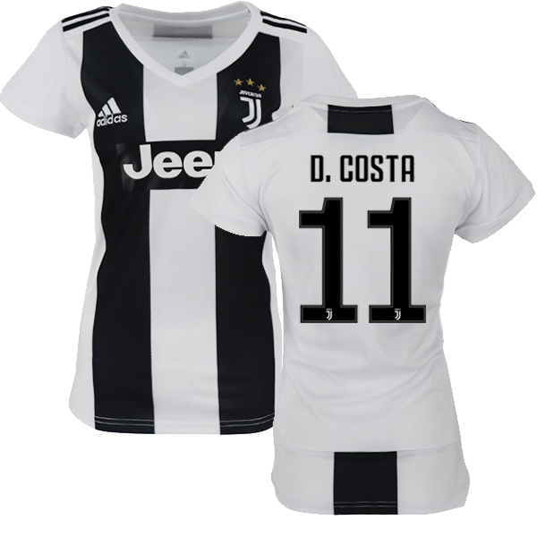 Douglas Costa Juventus FC Adidas White & Black Short Shirt : 18/19 Serie A Club #11 Women's Replica Home Soccer Jersey